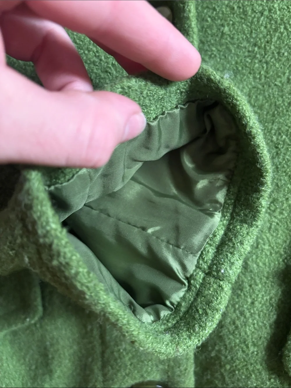 Spense Green Wool-Blend Cropped Pea Coat | Size M
